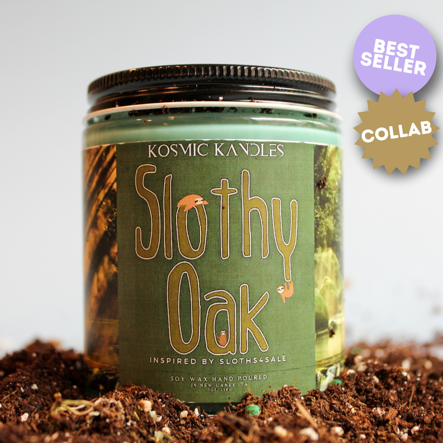 Slothy Oak Soy Wax Candle inspired by Sloths4Sale